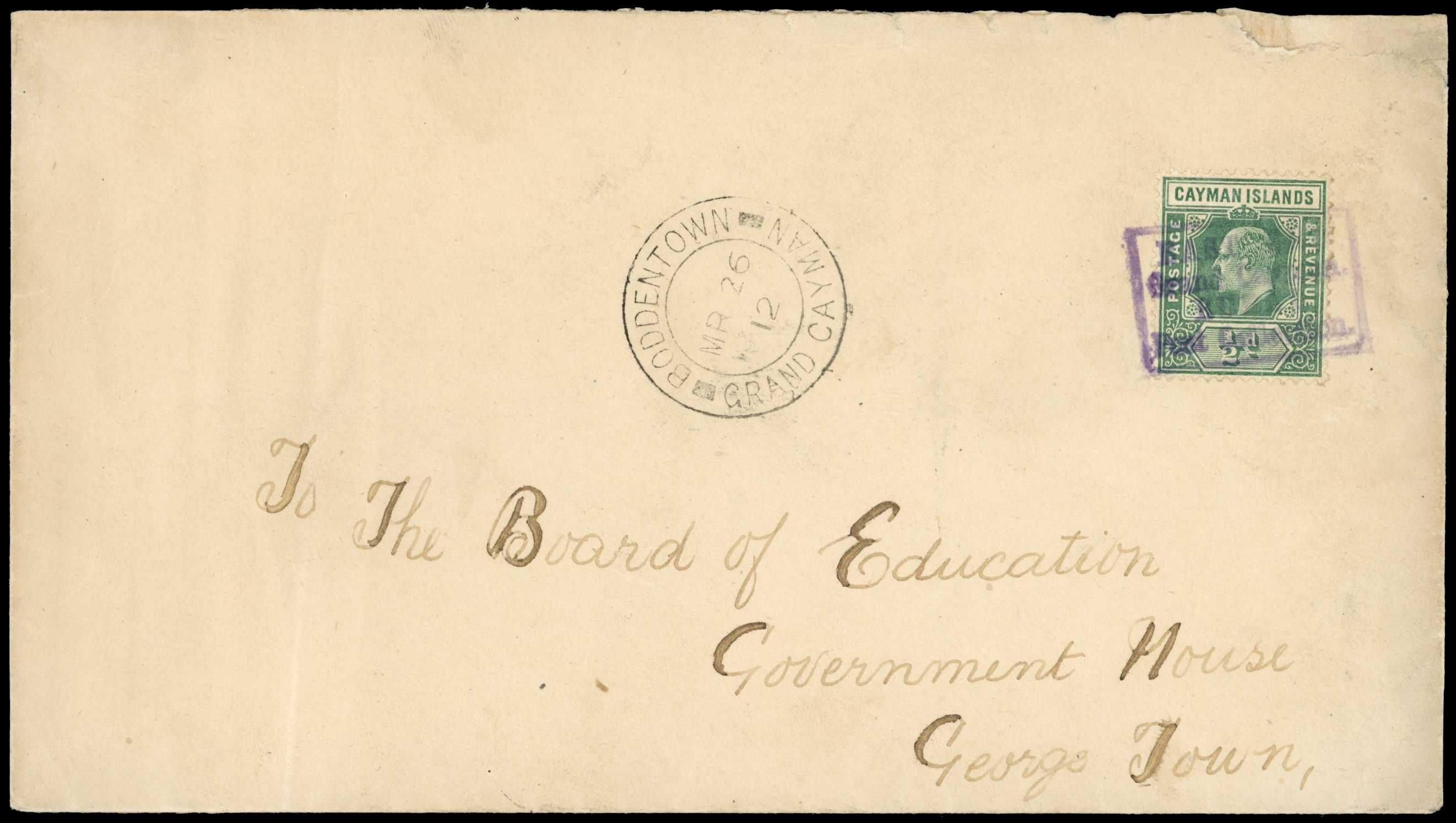 1912 ½ d KEVII tied by East End Rural Post...