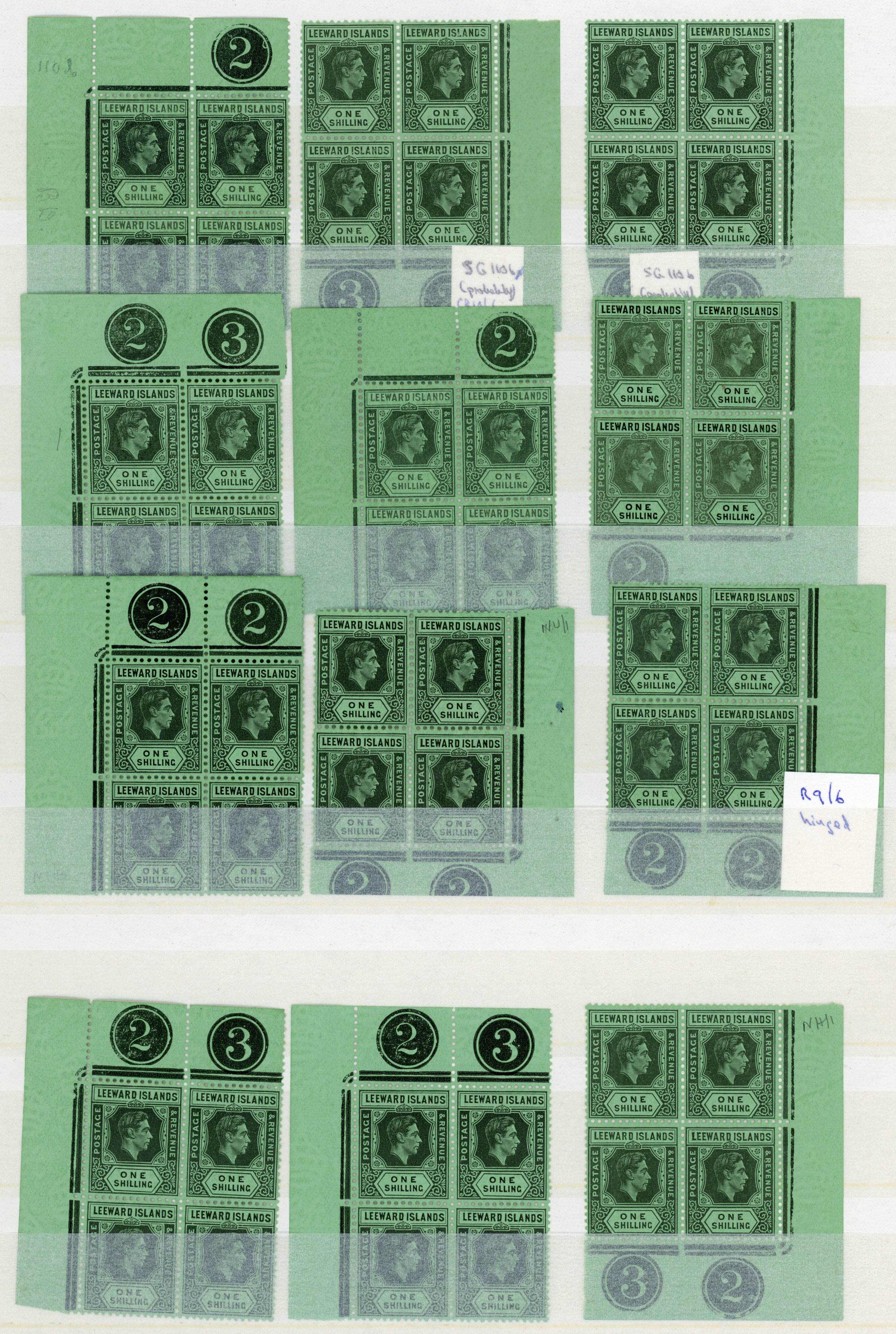 Leeward Islands SG 110b, ba blocks mint