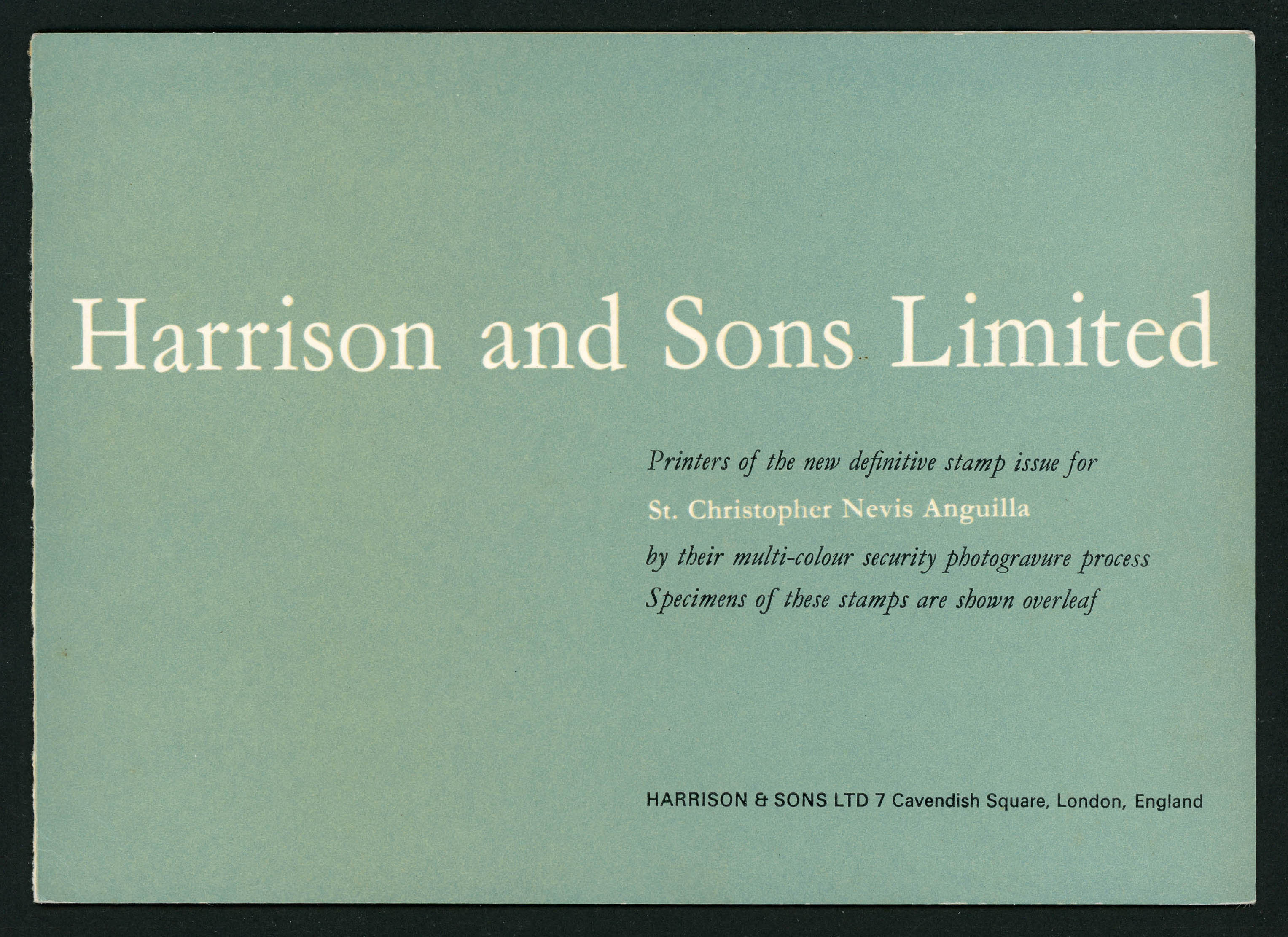 1970 Harrison and Sons promotional folder with QEII definitive series to $5...