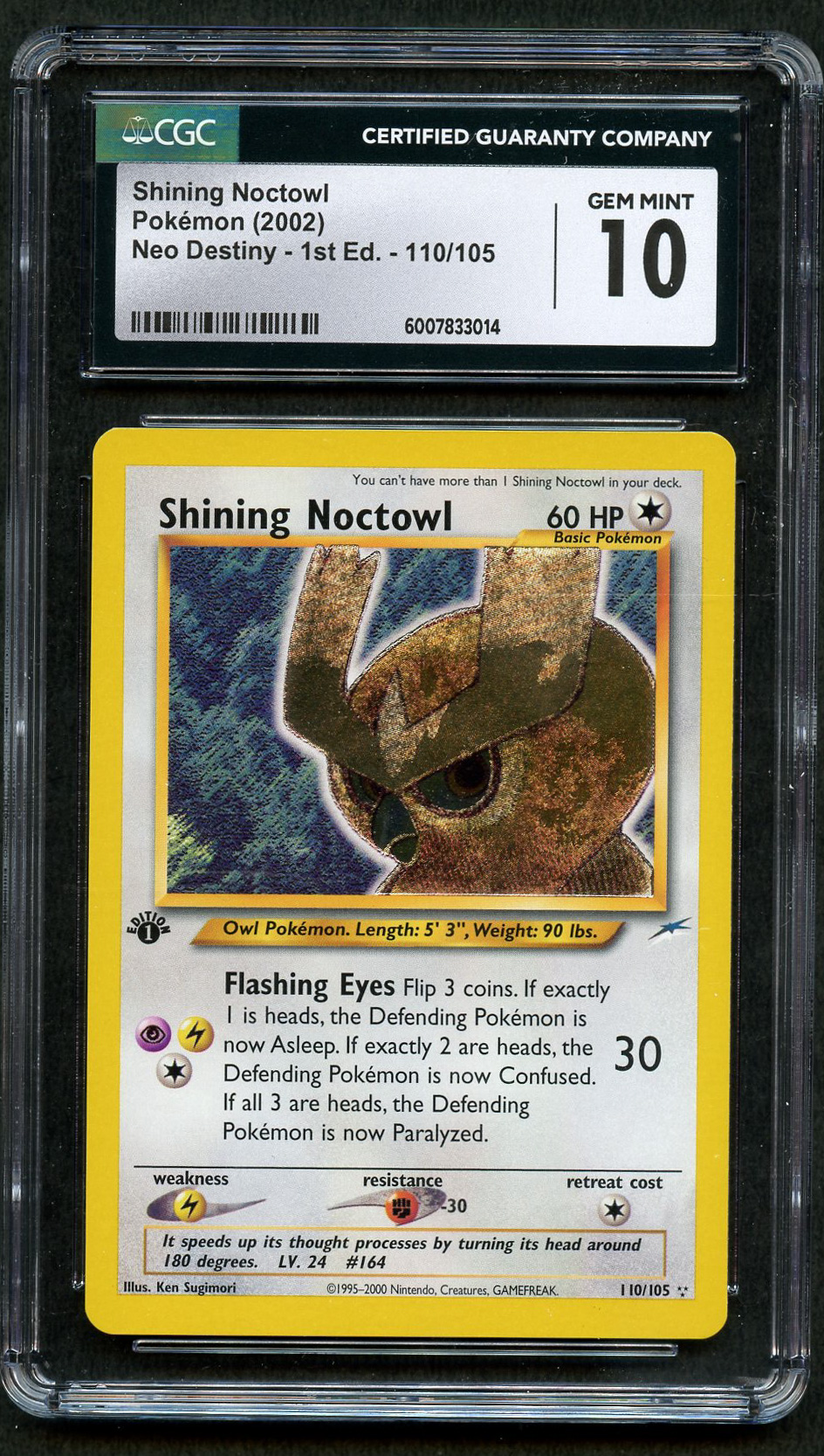 CGC 10 Shining Noctowl 1st Edition - 110/105 - Neo Destiny 2002
