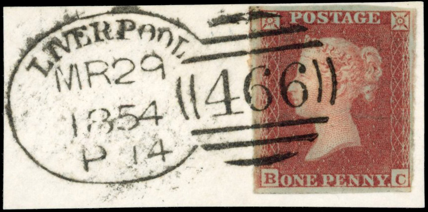 GB SG 11 1841 1d lake-red Plate 166 used on piece