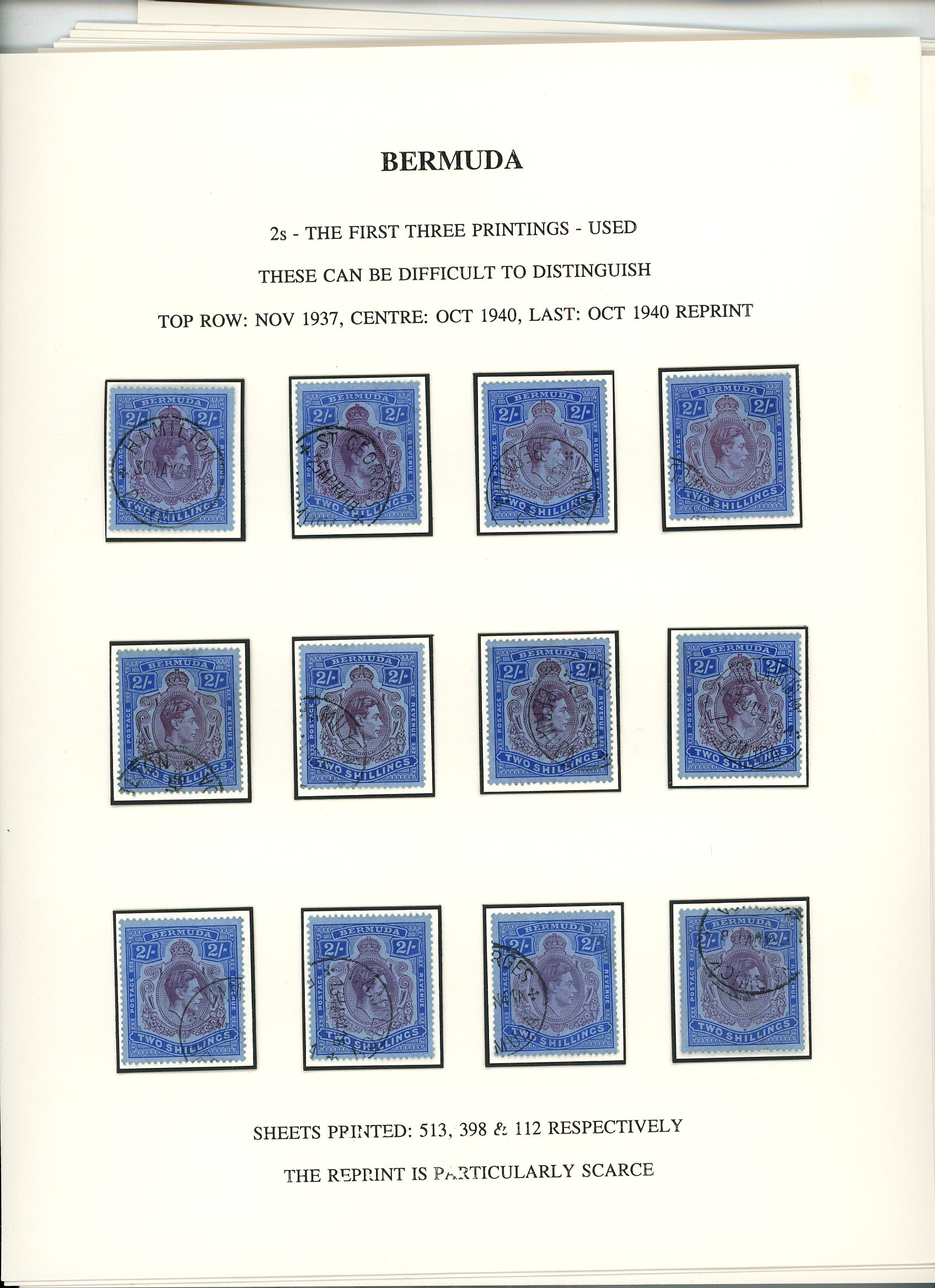 Bermuda 1938-53 2s to £1 duplicated used selection arranged on leaves and on...
