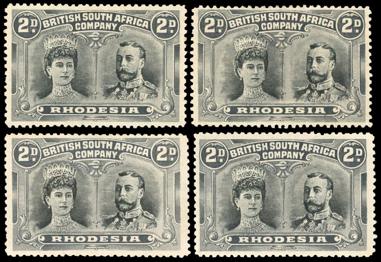 † 2d black and grey-black SG 130 group, mint