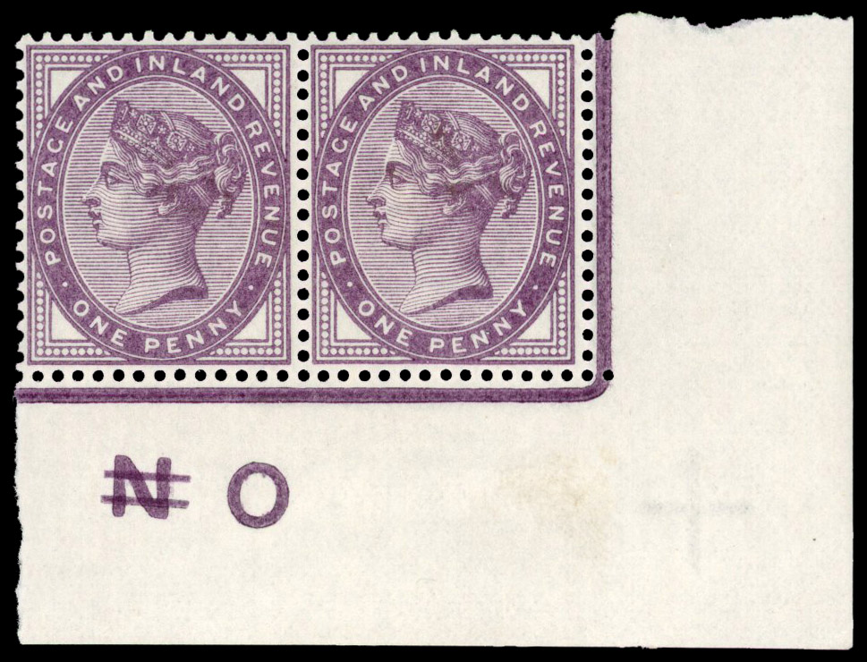 1881 1d Lilac (Die II). Control pair O over N perft type I