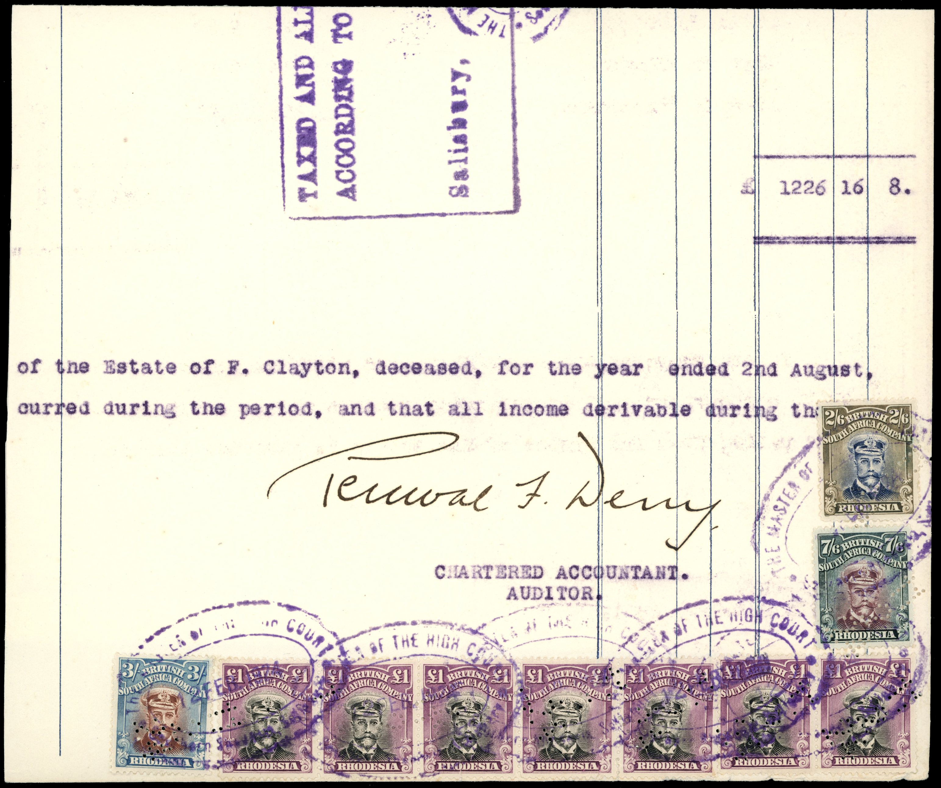 1918-21 £1 Head Die IIIB, perf 14. Strip...