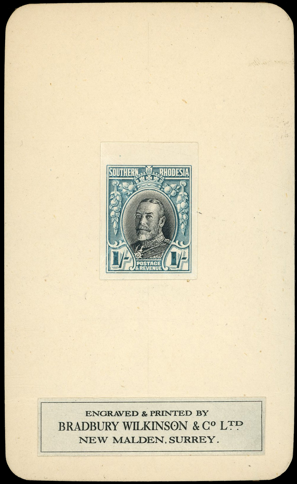 1931-37 Field Marshall 1s black and greenish blue imperf colour trial