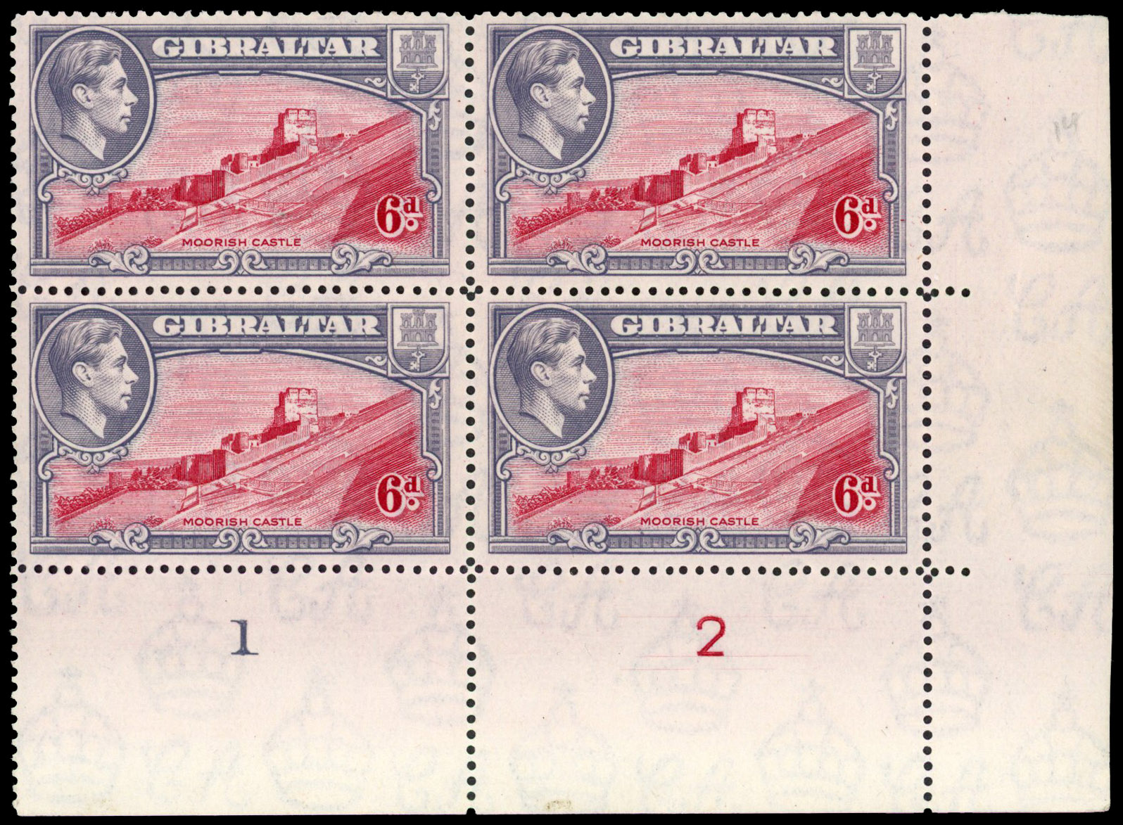 Gibraltar SG 126a Plate block mint
