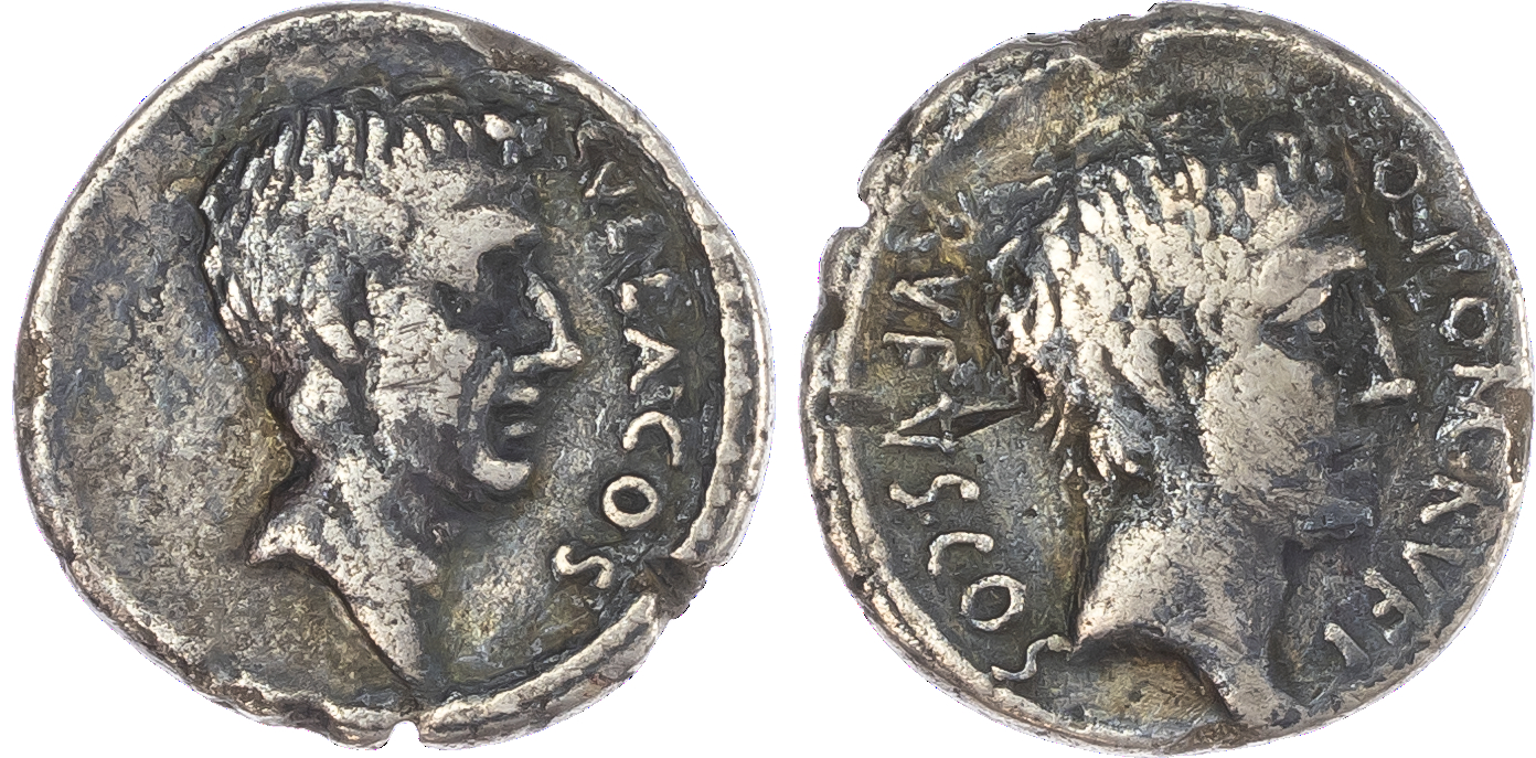 Q. Pompeius Rufus (54 BC) AR Denarius, mint of Rome, 3.65g. Q•POM•RVFI / RVFVS•COS, bare head of the consul Q. Pompeius