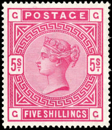 GB 1883 SG 180 5s rose mint