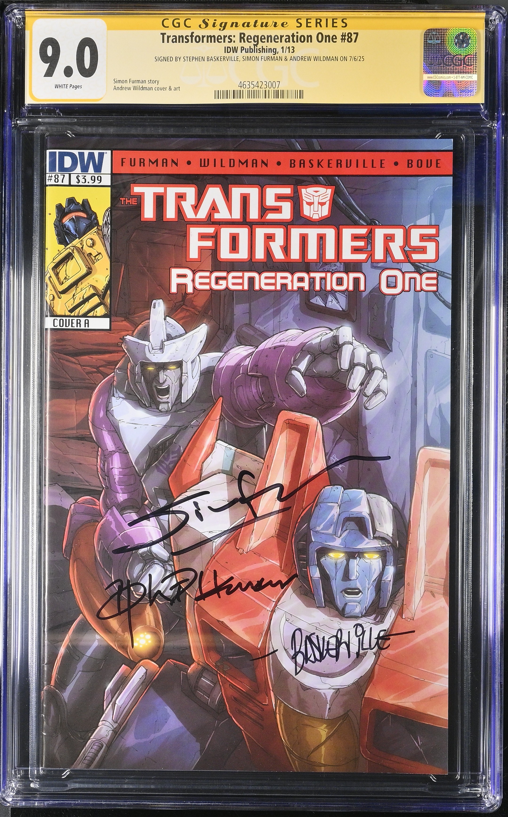 Transformers Regeneration One #87 (IDW 2013) CGC 9.0 Signed by Stephen Baskerville, Simon Furman and Andrew Wildman