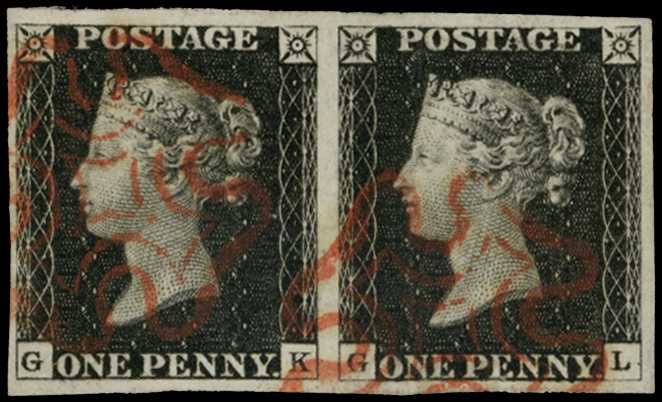 1840 1d black Plate 2 (GK-GL), horizontal...