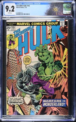 Incredible Hulk #195 CGC 9.2 Len Wein story, Ron Wilson & Mike Esposito cover (Marvel Comics, 1976) White pages