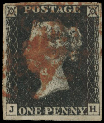 GB 1840 1d black Plate 4 (JH) red-brown Maltese Cross SG 2