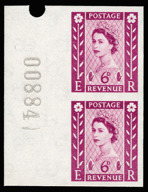 GB 1962 6d Deep Claret (Northern Ireland, whiter paper). Superb unmounted o.g left hand marginal vertic… SGNI3var