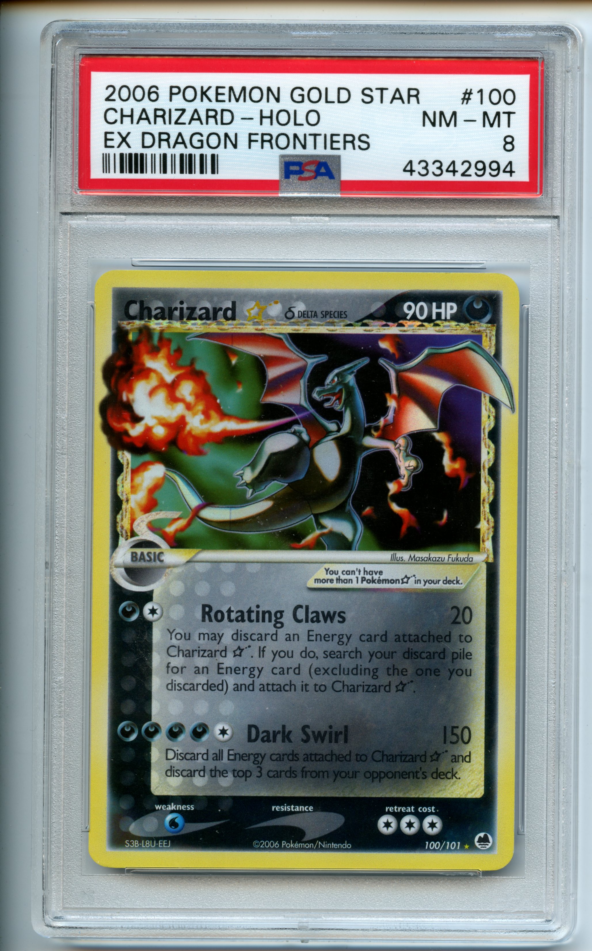 Pokemon TCG - Charizard Gold Star Holo - EX Drgaon Frontiers - PSA 8