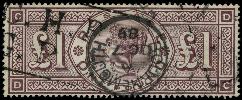 1888 Watermark Orbs £1 brown-lilac...