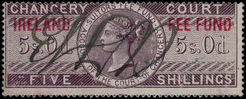 Ireland Chancery Fee Fund 1867 5s without Wmk Used