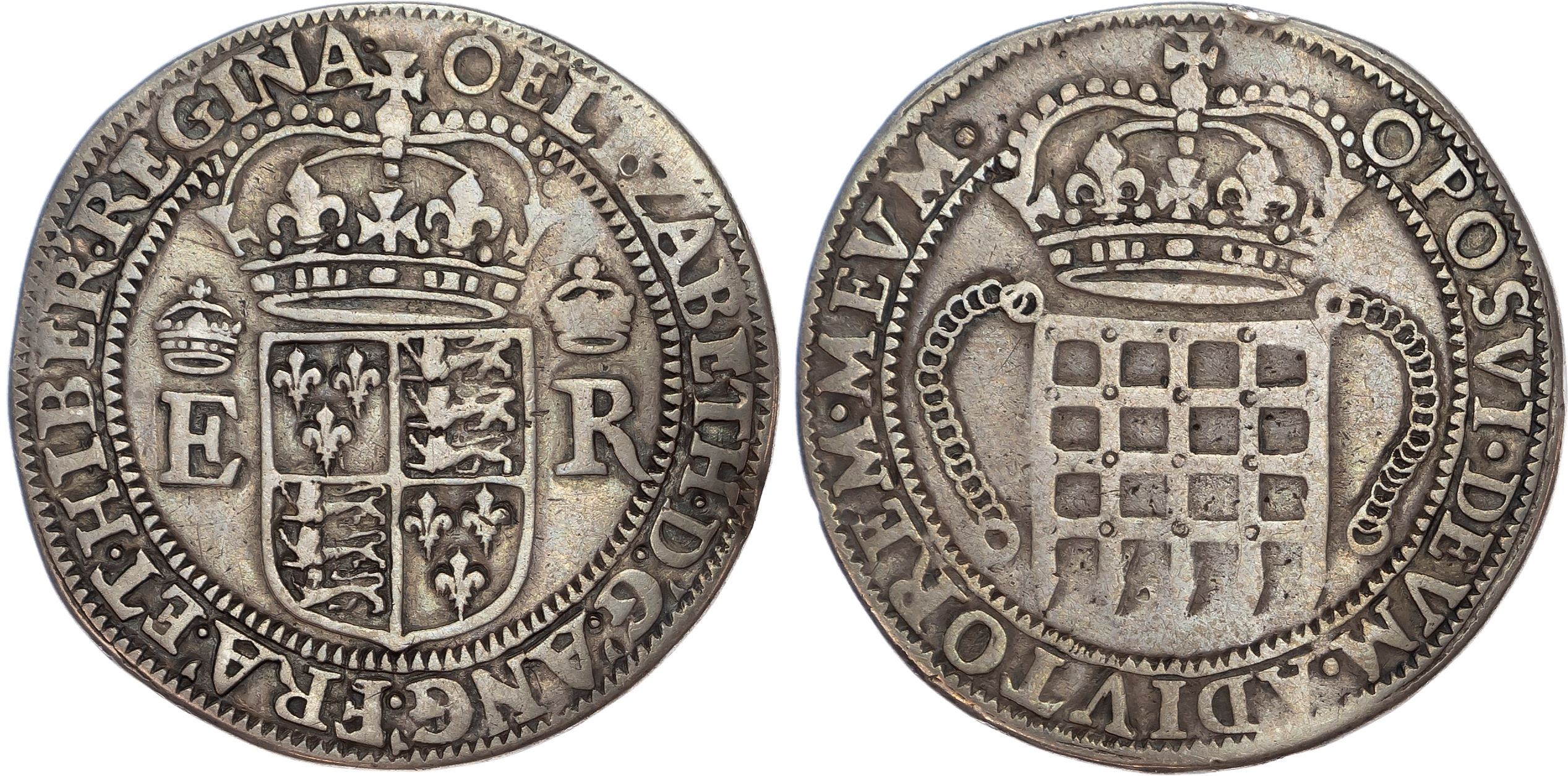 Elizabeth I (1558-1603), Four Testerns, East India Company trade coinage or ‘portcullis money’, mintmark O both sides.