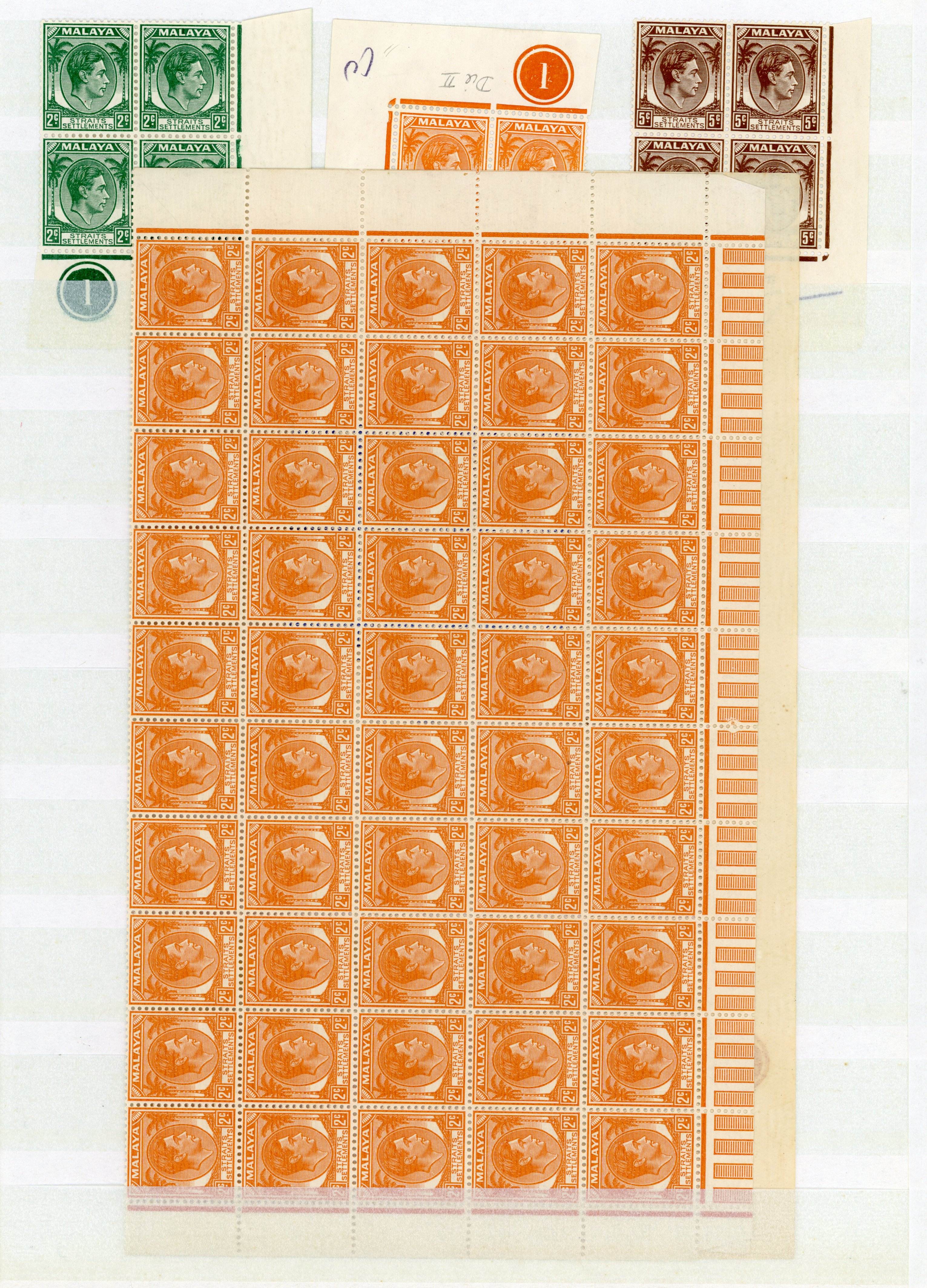 Malaya Straits Settlements SG 293/8 Plate blocks mint