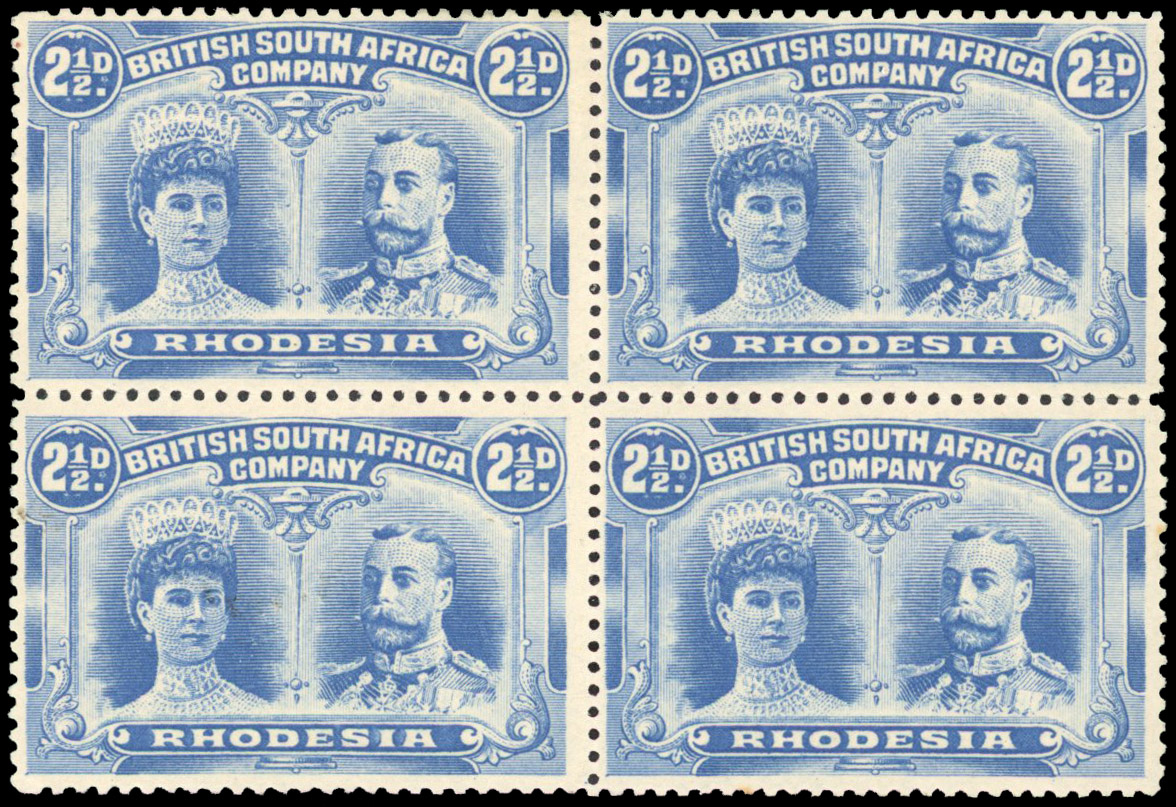 SG 132 2½d dull blue block of four mint