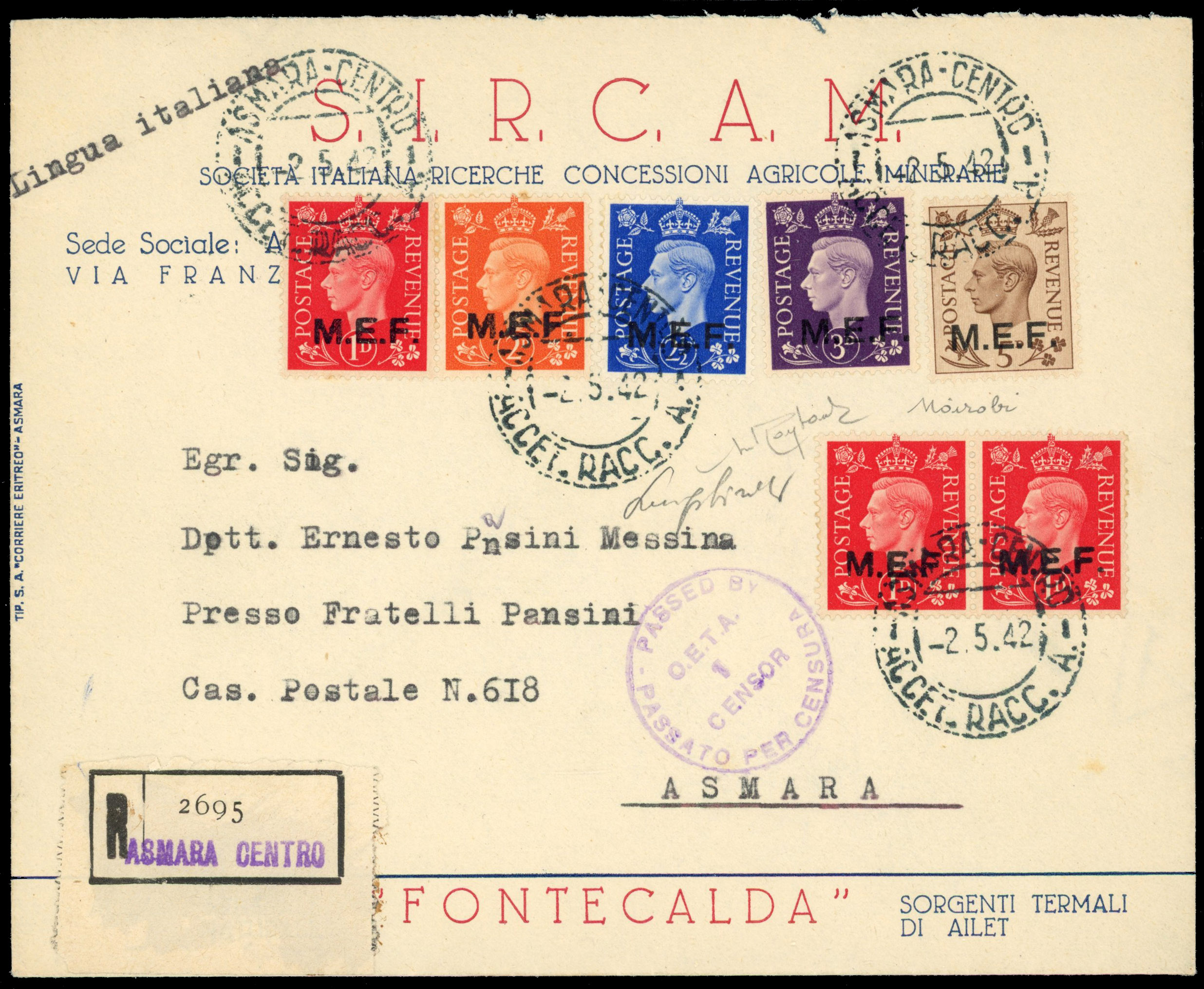 BOIC MEF cover with Nairobi printings