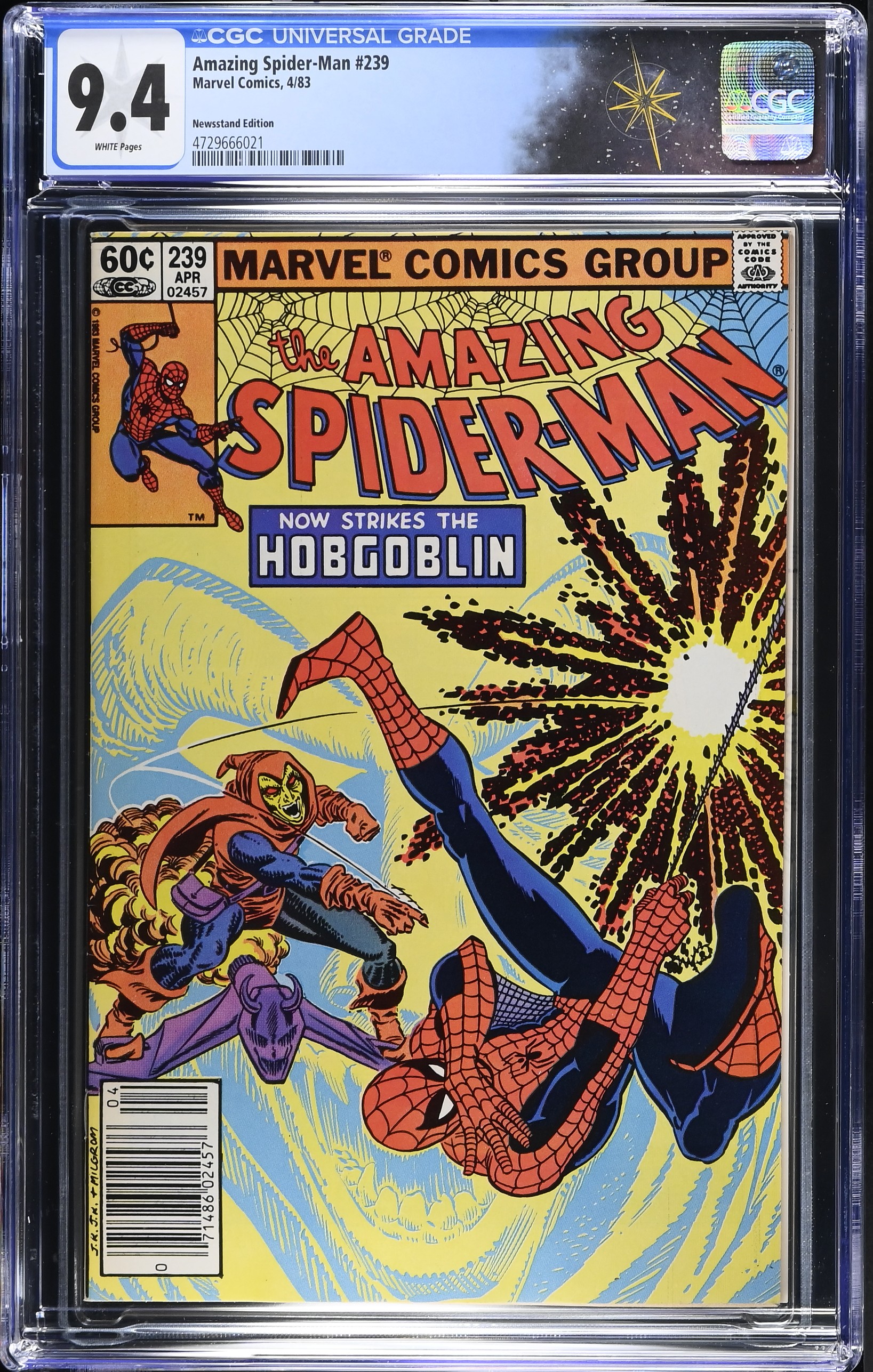 Amazing Spider-Man #239 CGC 9.4 1st Spider-Man Vs. Hobgoblin Newsstand Edition (Marvel Comics, 1983) White Pages