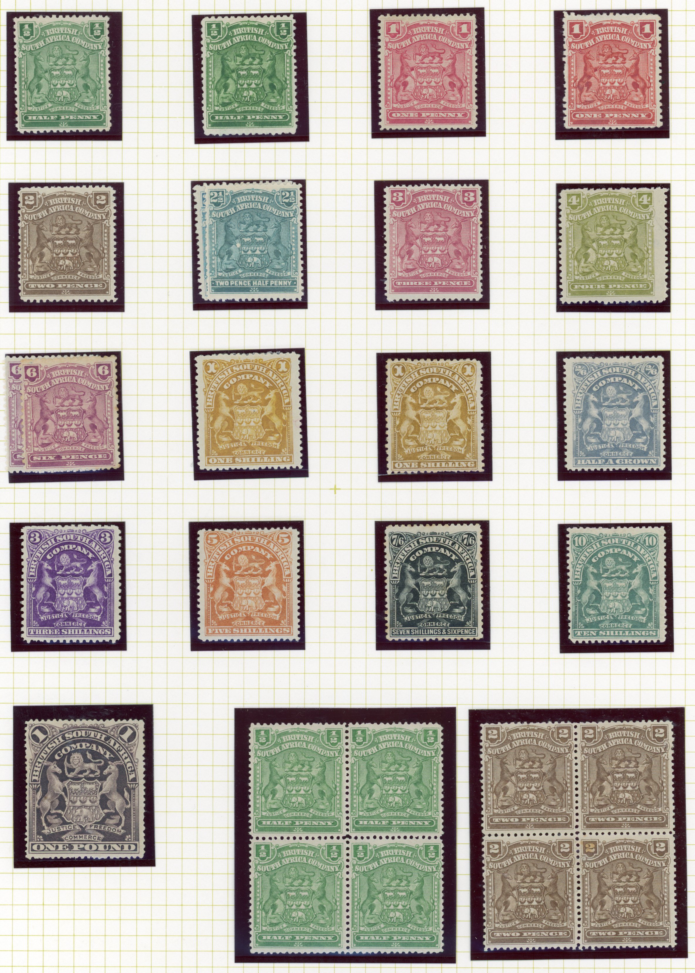 1898-1908 Arms to £1 mint with shades and to £2 used