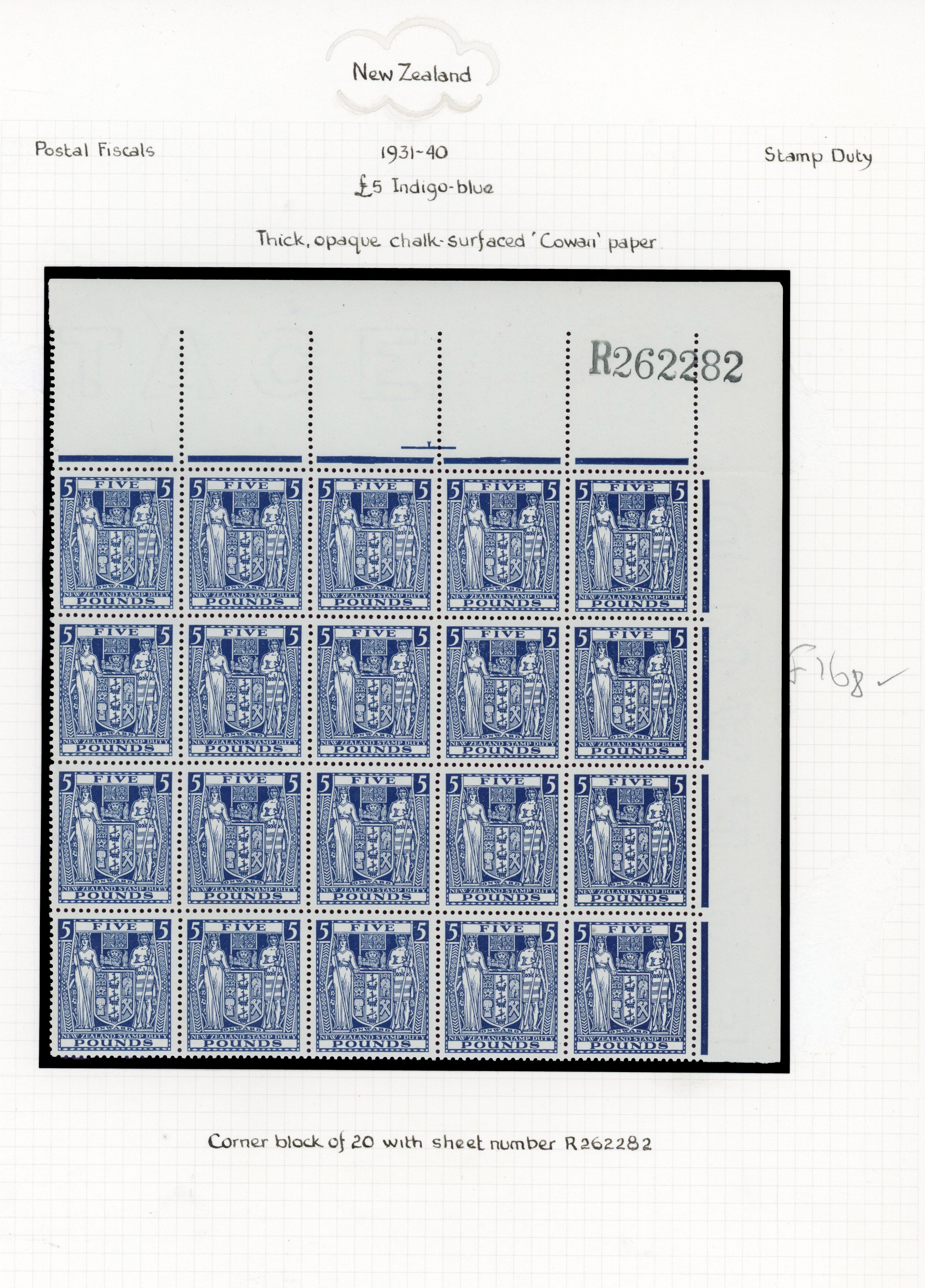 NZ SG F168 block mint