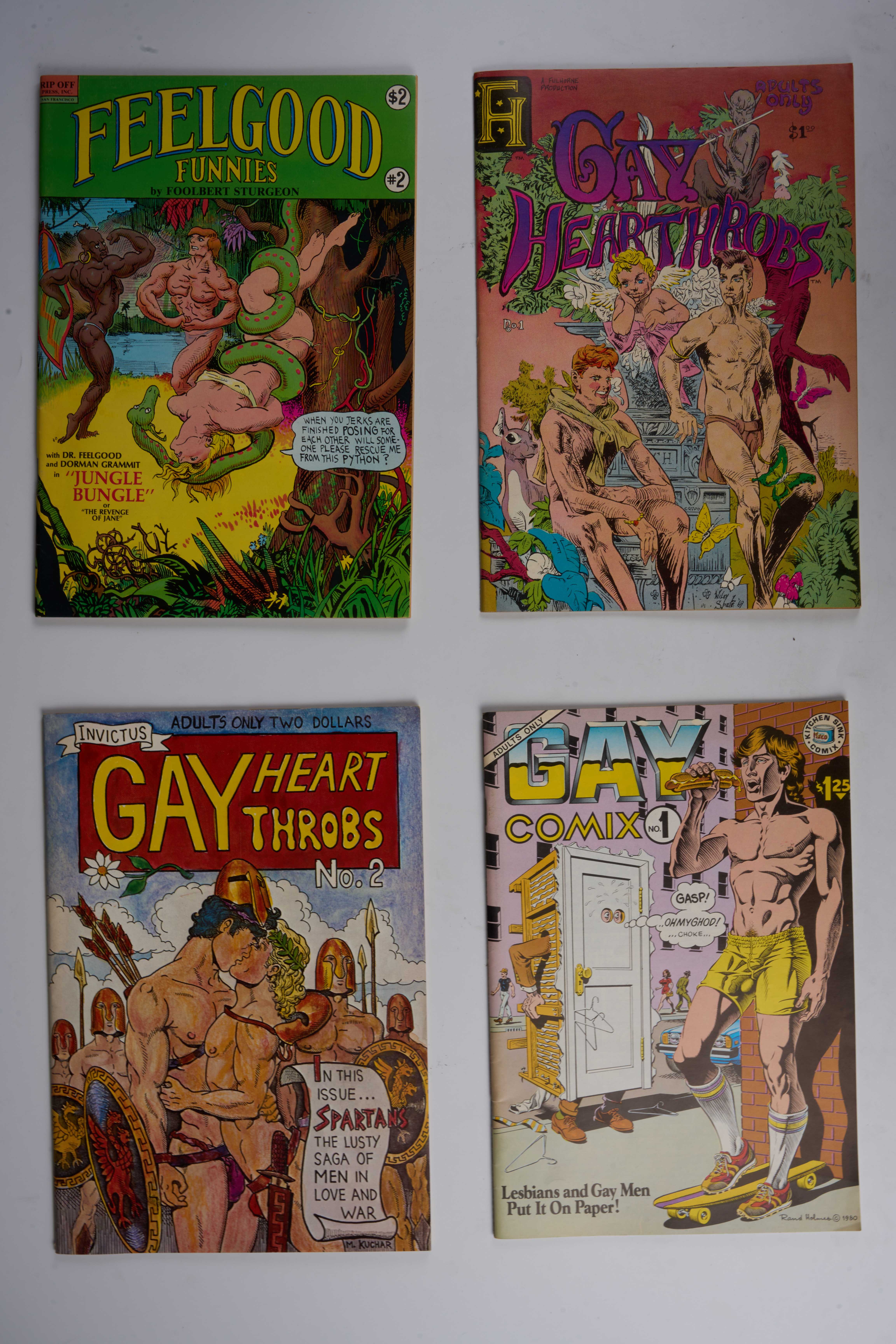Feelgood Funnies, Gay Heart Throbs & Gay Comix (Rip Off Press/Larry Fuller/Kitchen Sink Comix, 1980-84) Bundle of 14