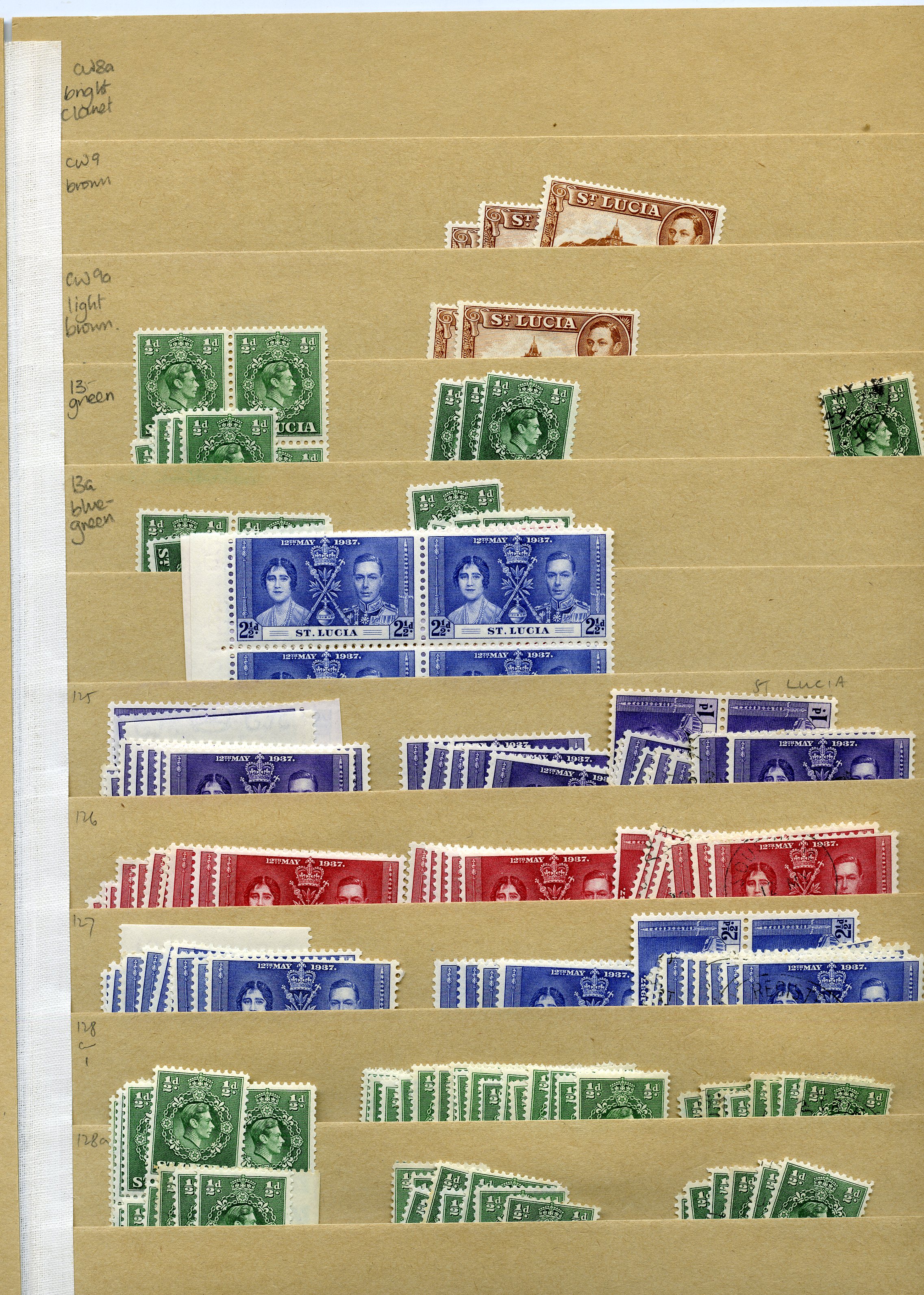 1924-52 KG VI stock on manila stocksheets,...