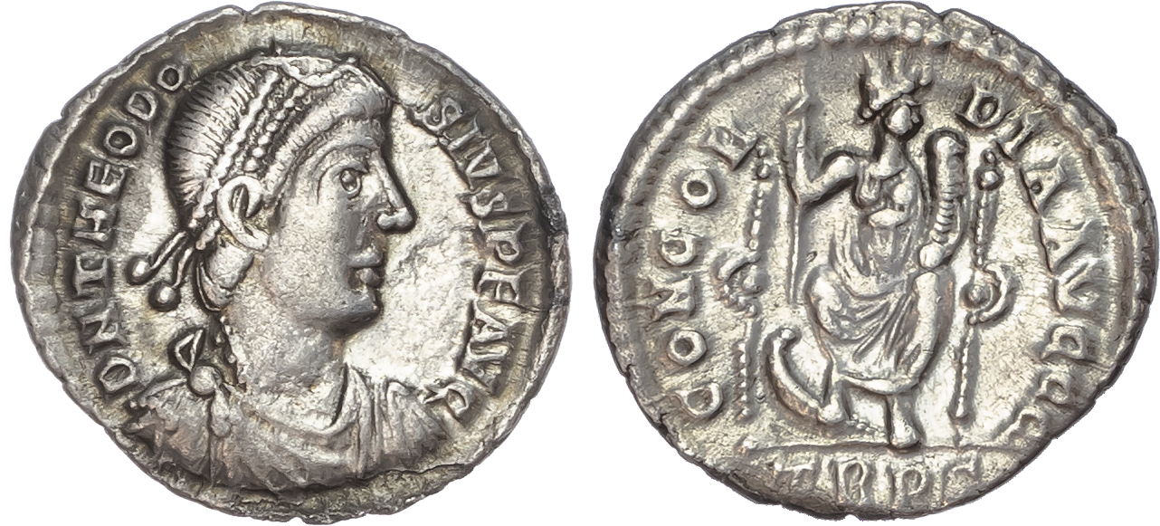 Theodosius I (AD 379-395) AR Siliqua, Trier, AD 378-383, 2.00g. 