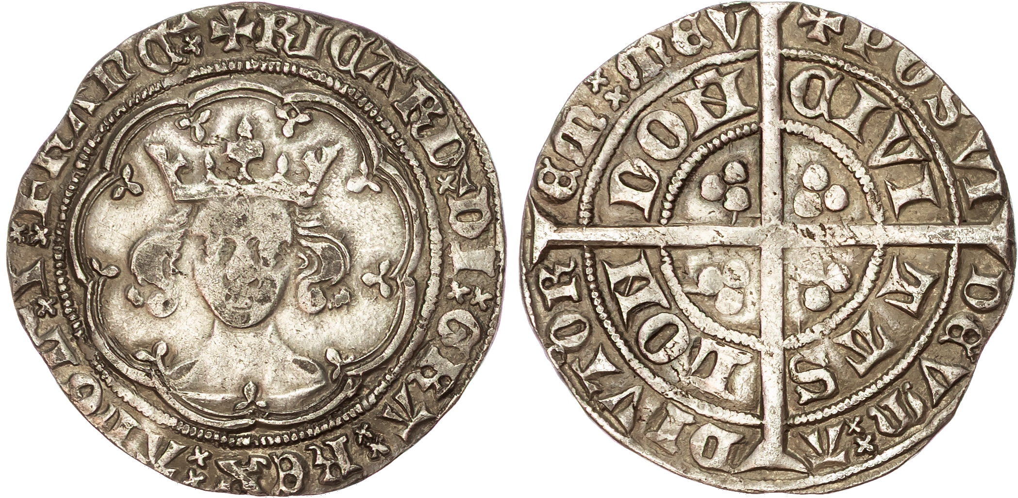 Richard II (1377-1399) Groat, type II, London mint, mintmark cross pattée.