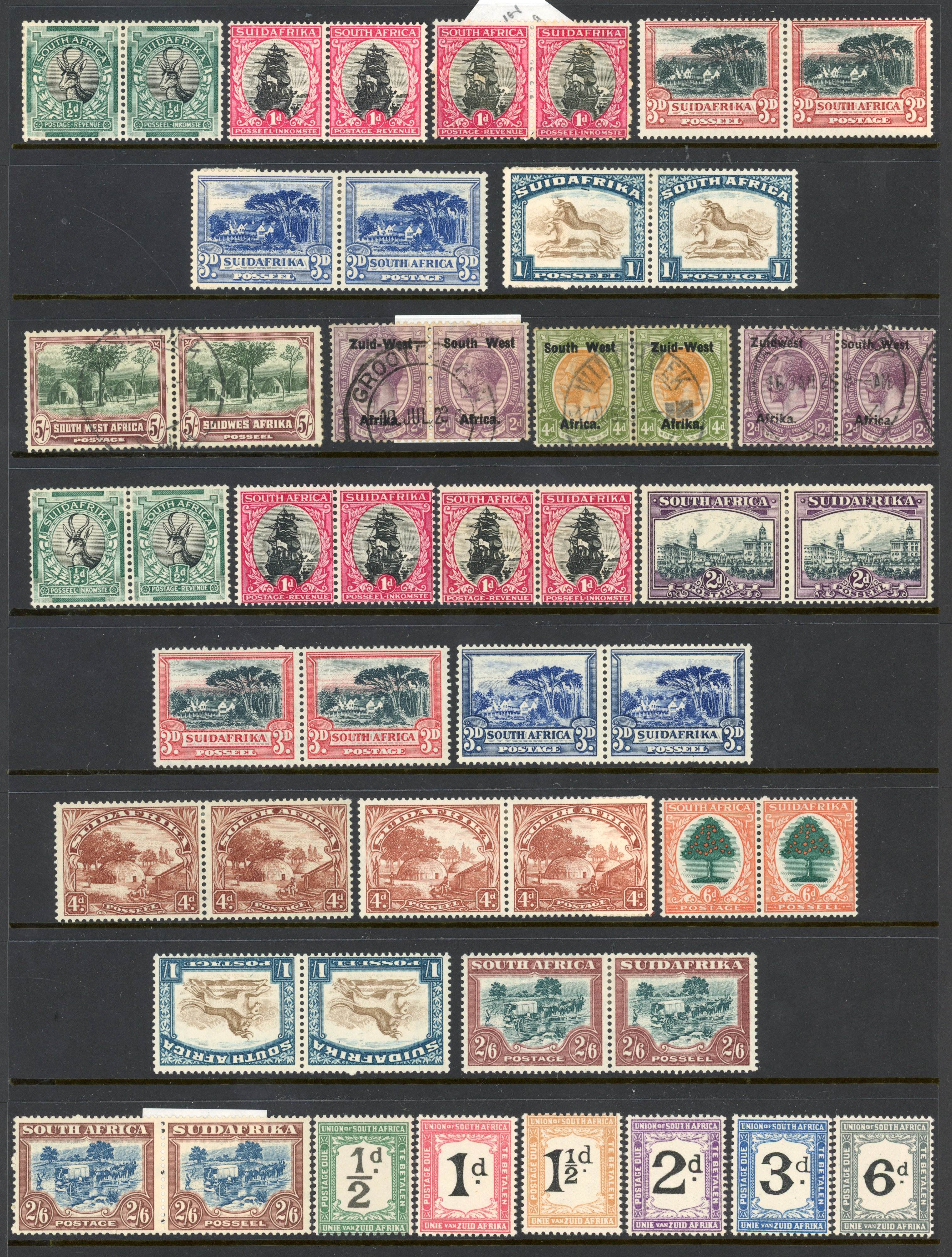 South Africa and South West Africa mixed mint and used selection arranged on stockpages