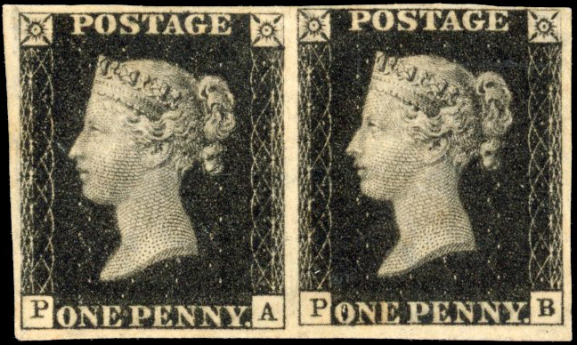 Great Britain SG2 1d Black Pl.8 mint pair
