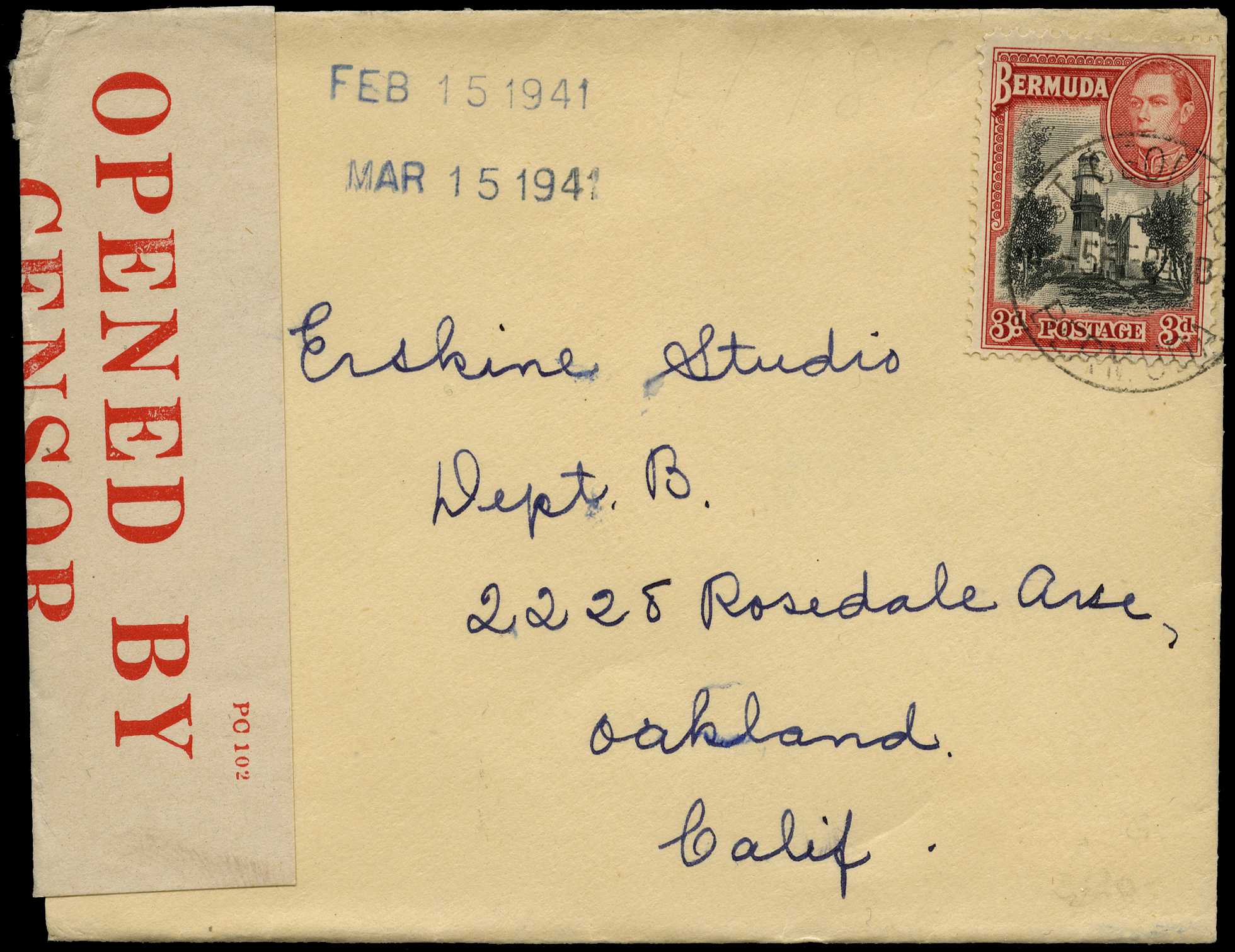 CENSORED MAIL: 1941 (5 Feb) envelope addressed...