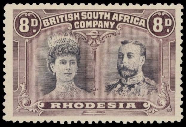 8d (purplish) grey-black and purple perf 13½ RSC C variant, position 46 King's extra curl mint