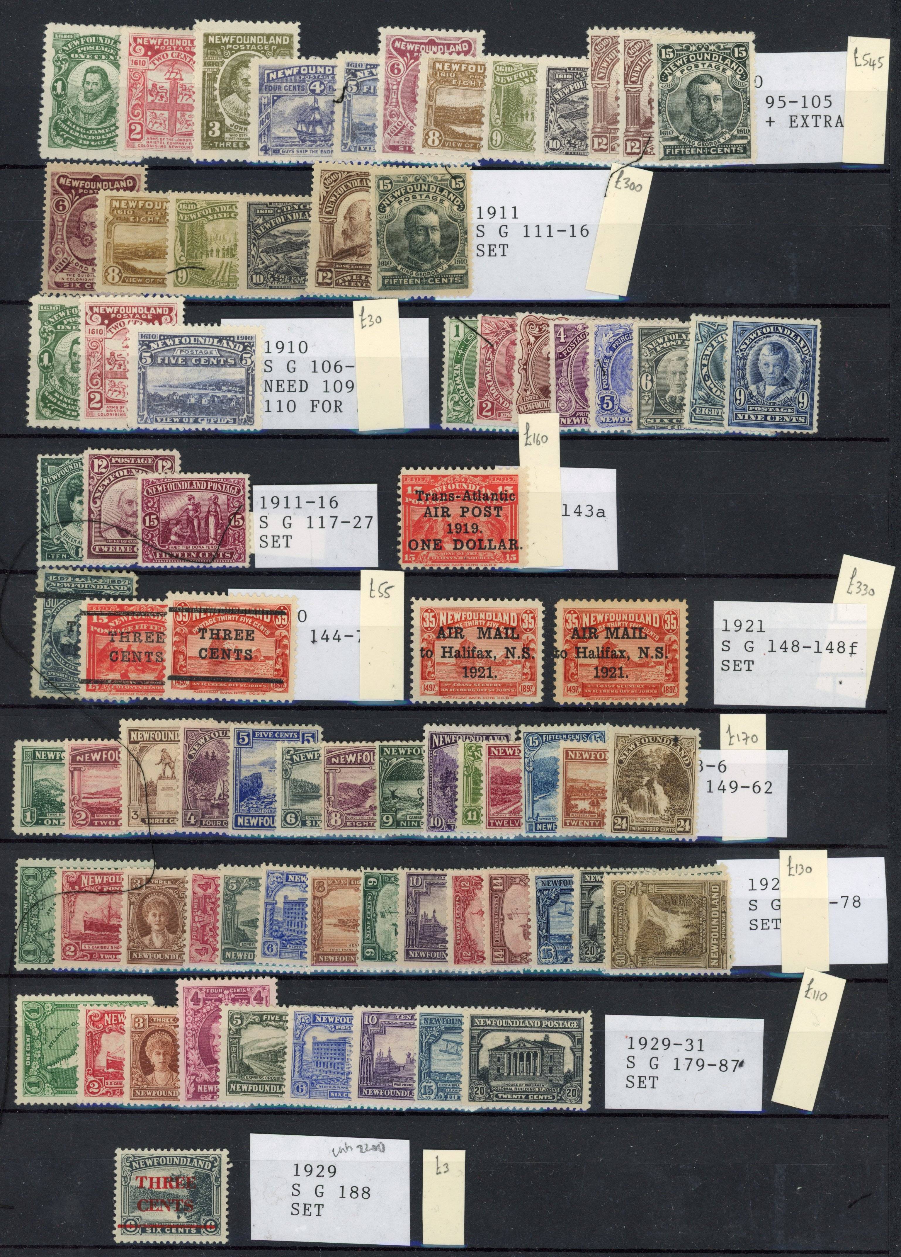 Newfoundland 1910-35 mint range