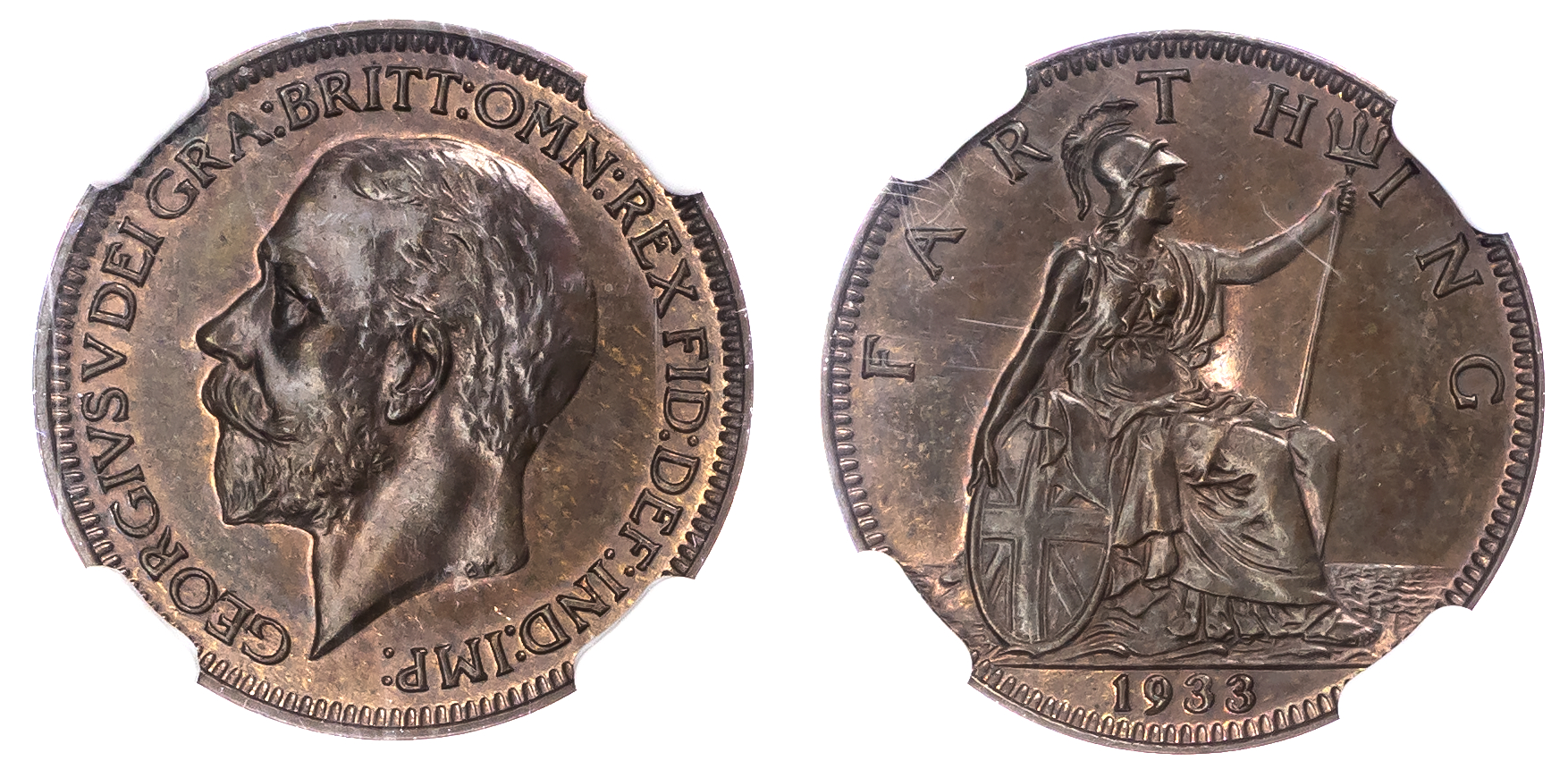 George V (1910-1936), AE V.I.P Proof Farthing, 1933.