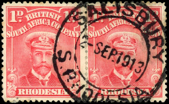 Rhodesia Admiral 1d second day cancel pair