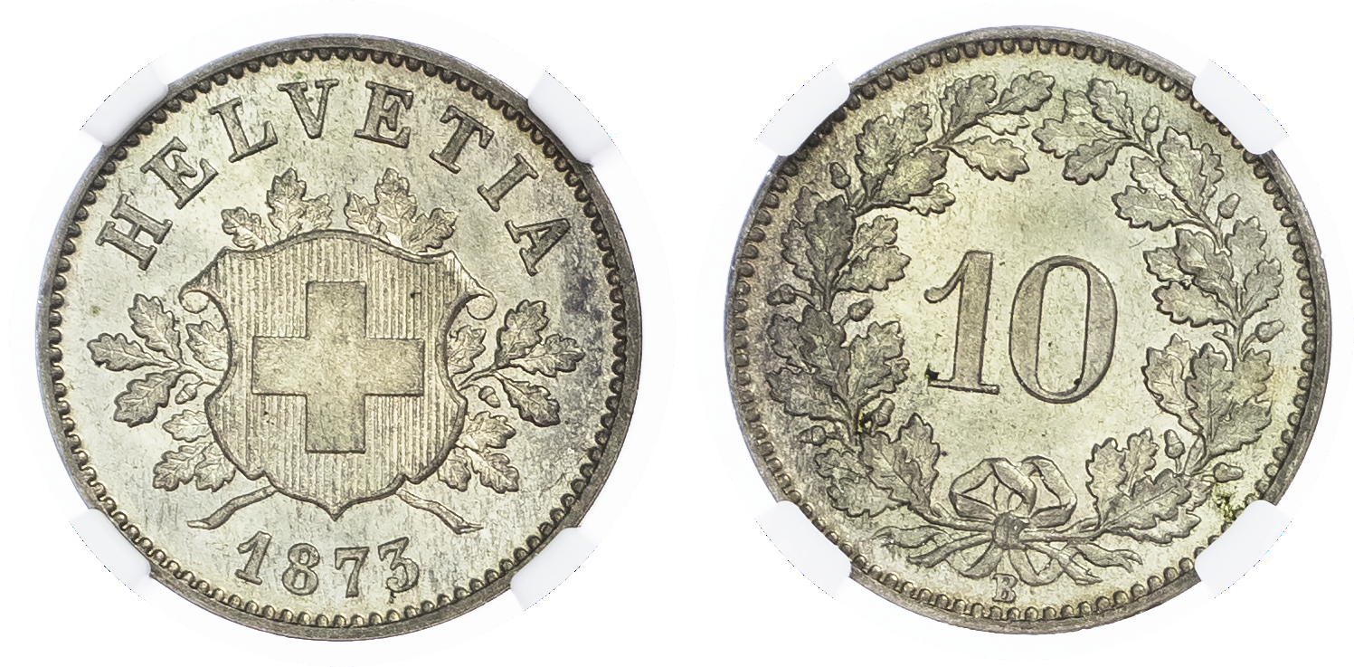 Switzerland. Federal State Bi 10 Rappen. 1873B.
