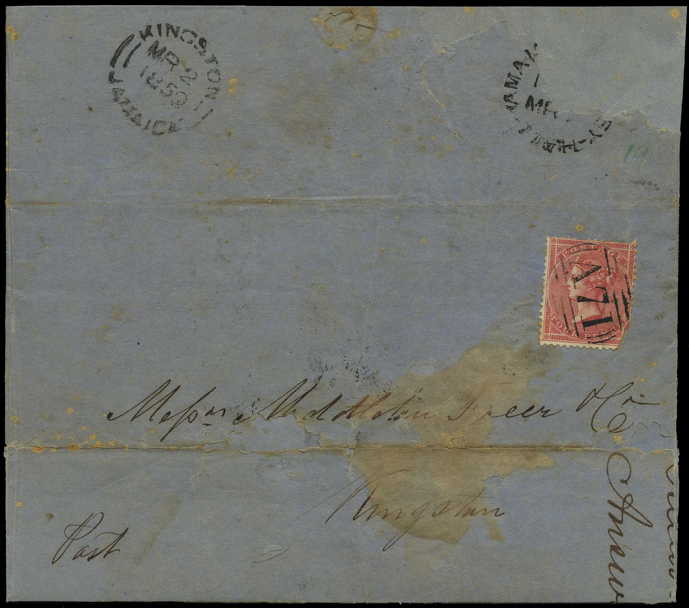 GB USED ABROAD: 1859 Rodney Hall “A71” numeral...