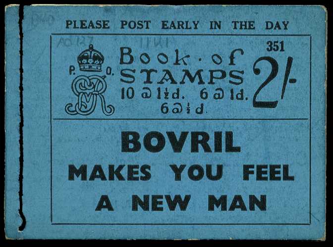 1936 (September) 2/- booklet (#351). Perfs...
