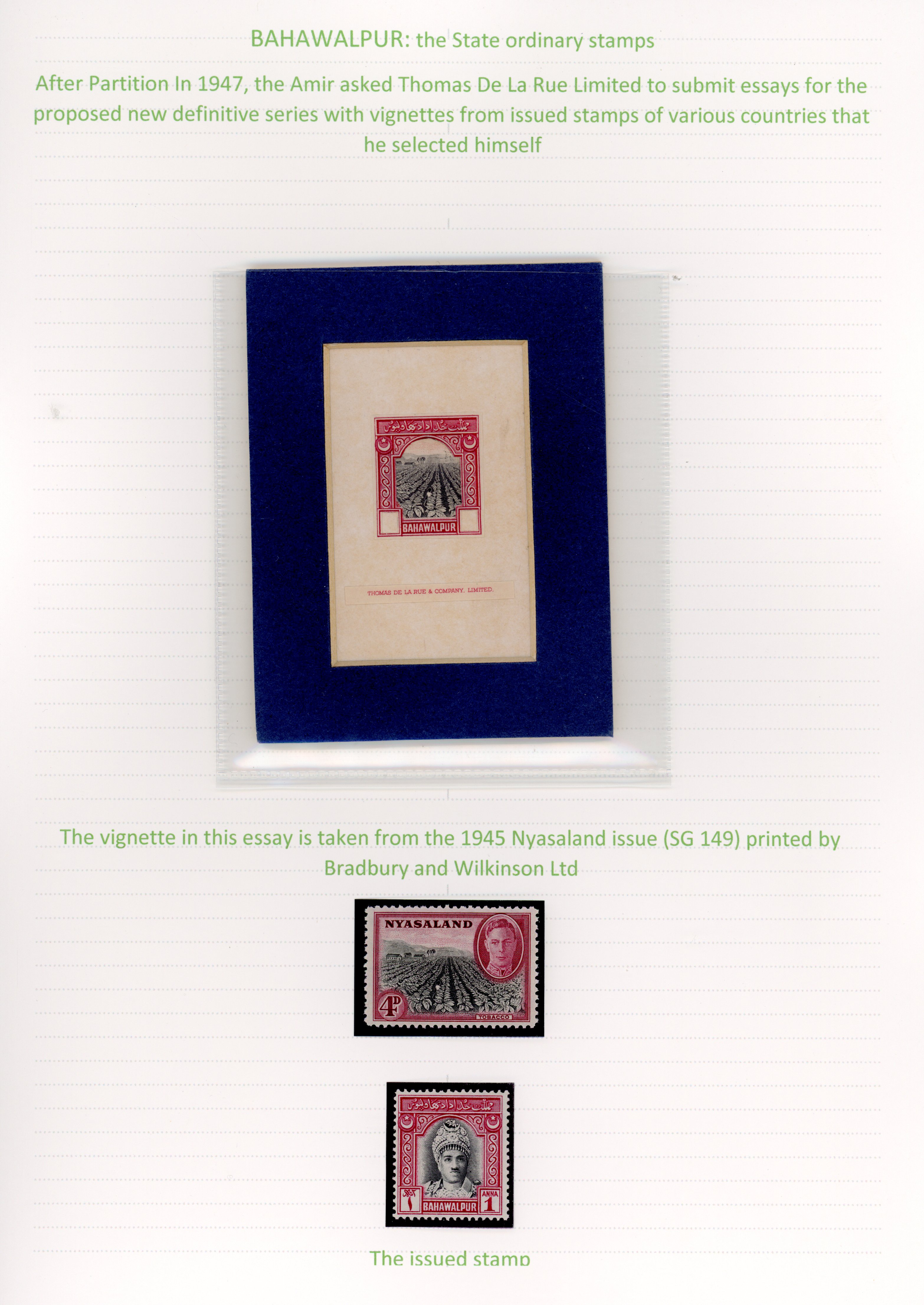 Bahawalpur 1947 De La Rue essay