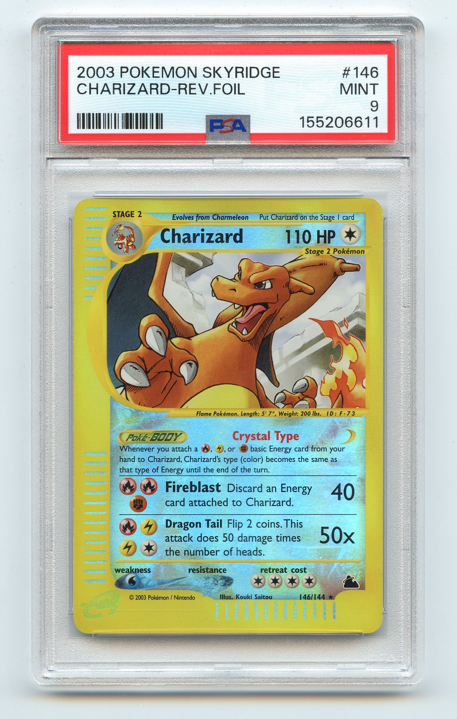 PSA 9 'Crystal' Charizard #146 Revese Holo Skyridge