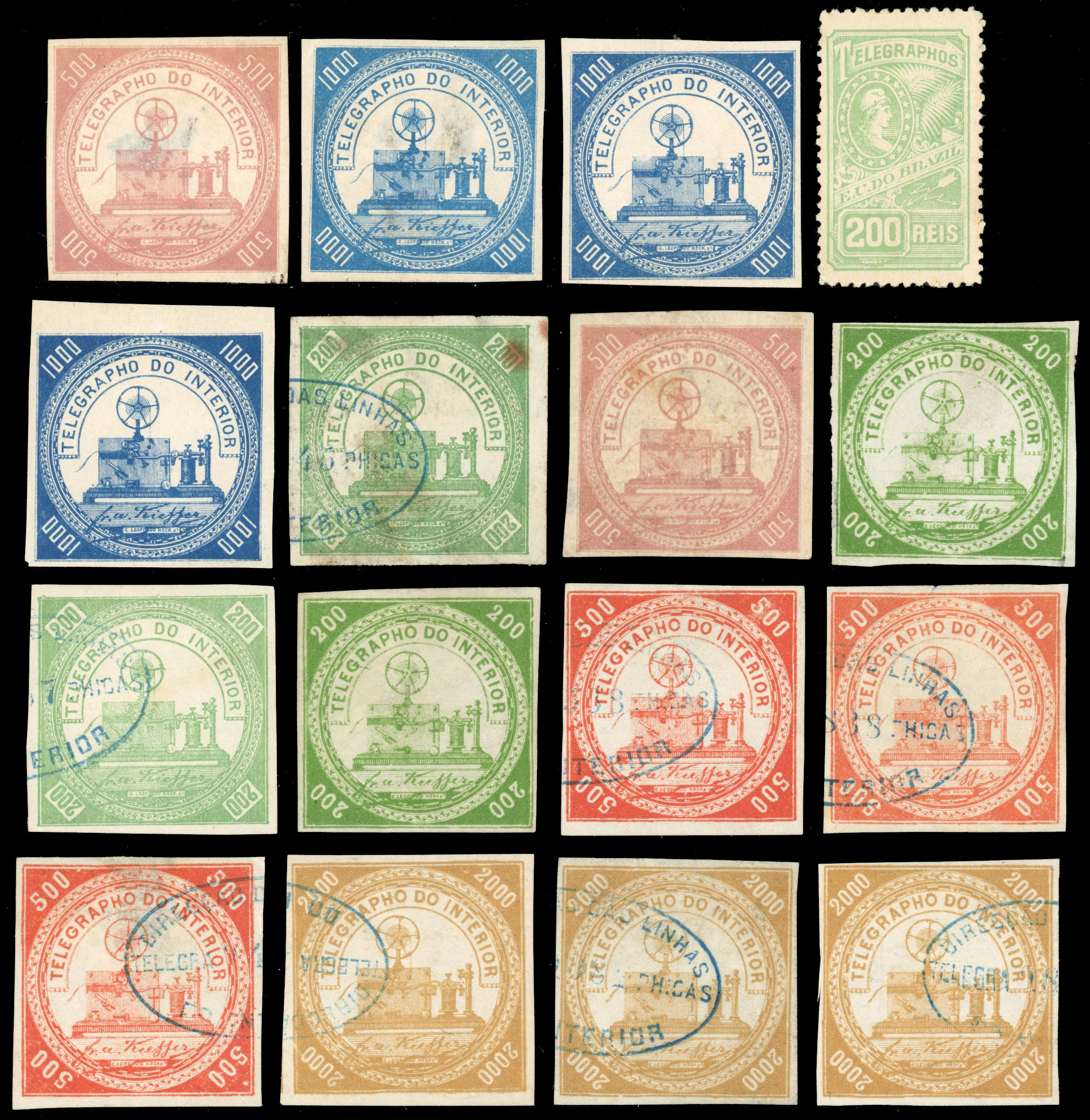 Brazil 1869-99 Telegraph stamps unused and used
