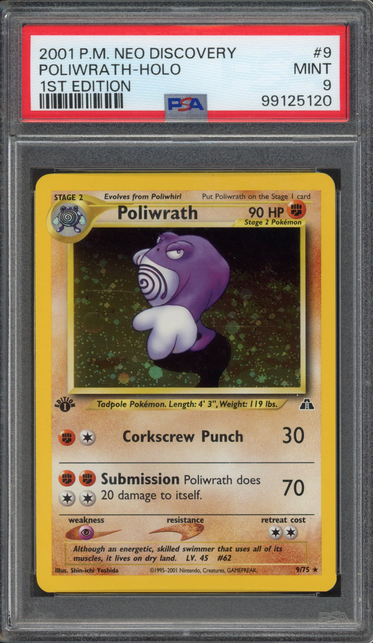 PSA 9 Poliwrath 1st Edition - Neo Discovery 9/75