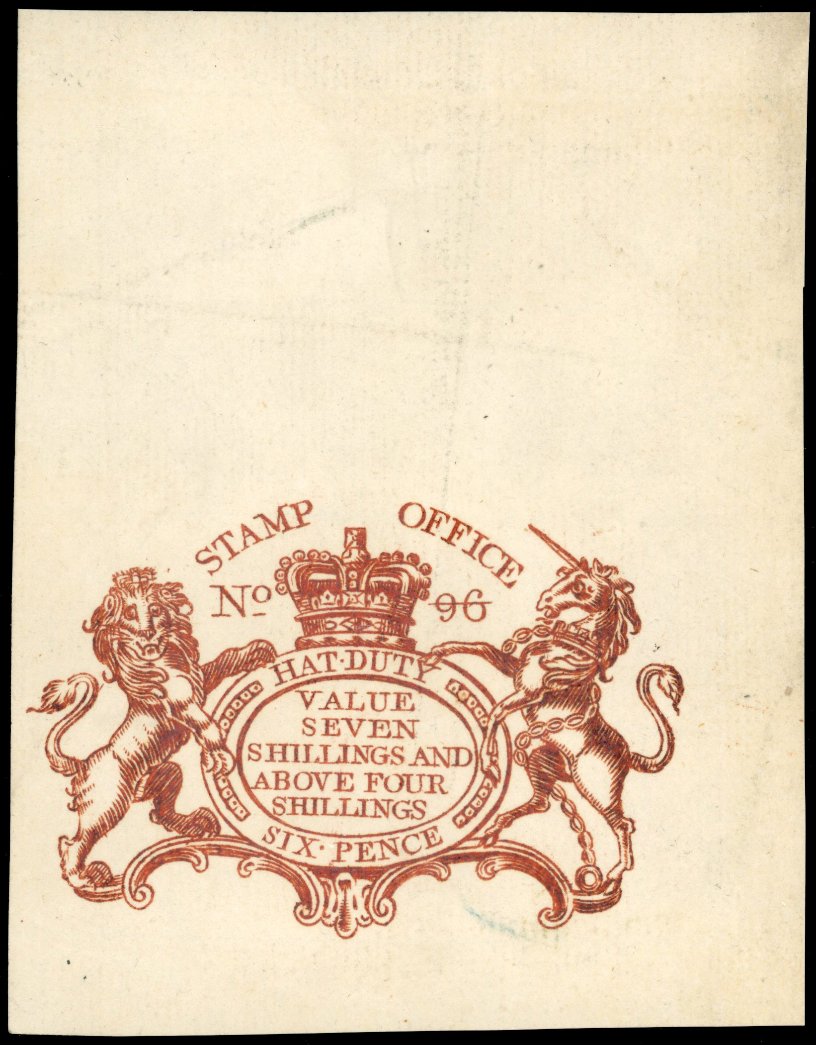 GB Hat Tax 1803 6d chestnut proof impression