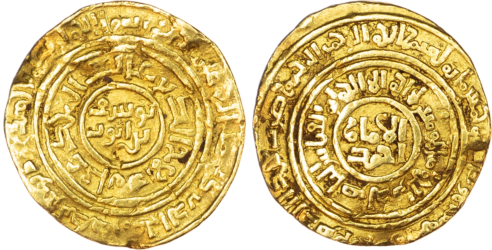 Ayyubid, al‑Nasir Yusuf I ‑ Saladin (AH 567‑589 / 1169‑1193 AD), gold Dinar, with Caliph al‑Nasir, AH 584 / 1188/9 AD