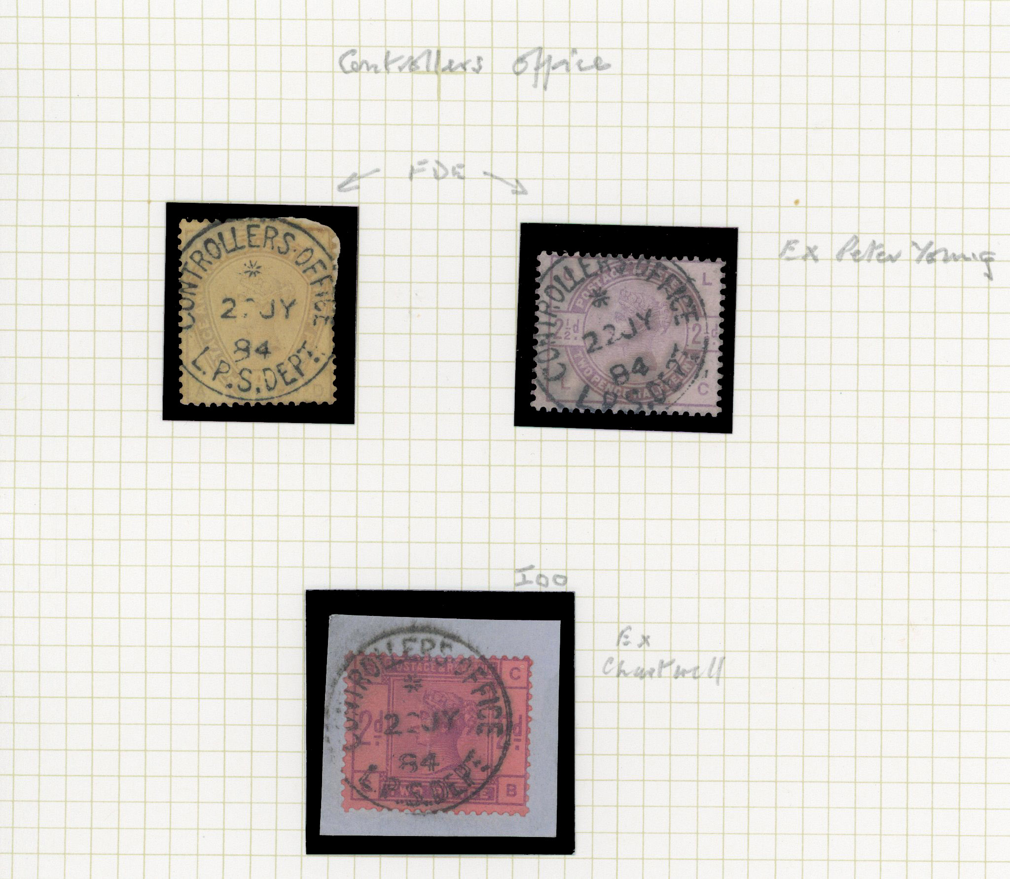 1884 1½d, 2d & 2½d Colour trials for "Coloured paper scheme group of three