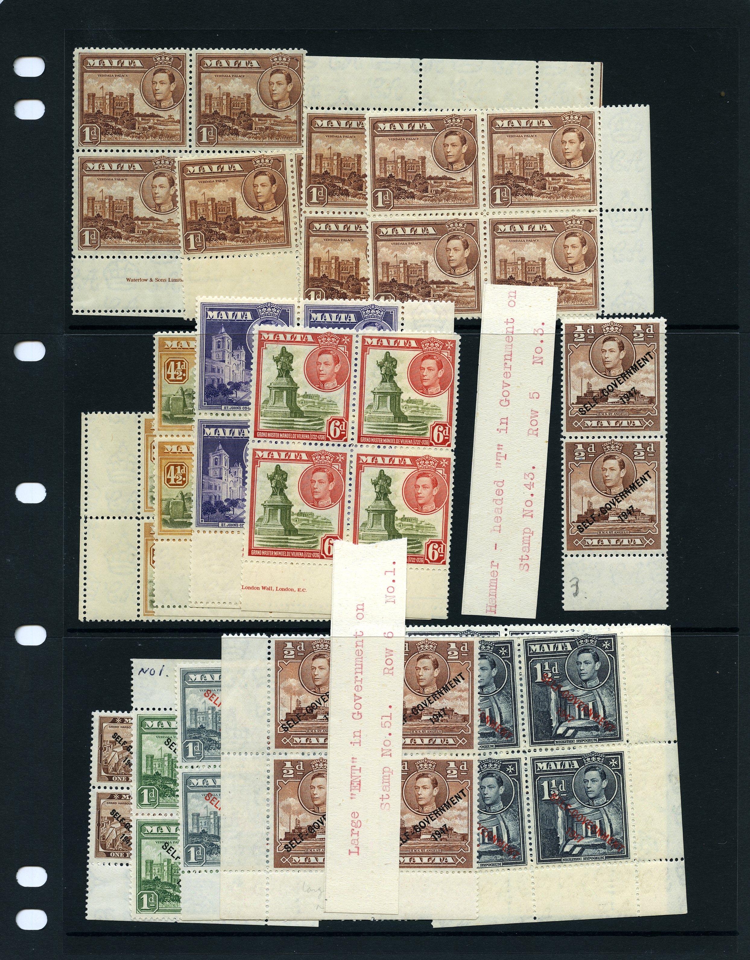 1938-53 mint group of blocks and varieties...